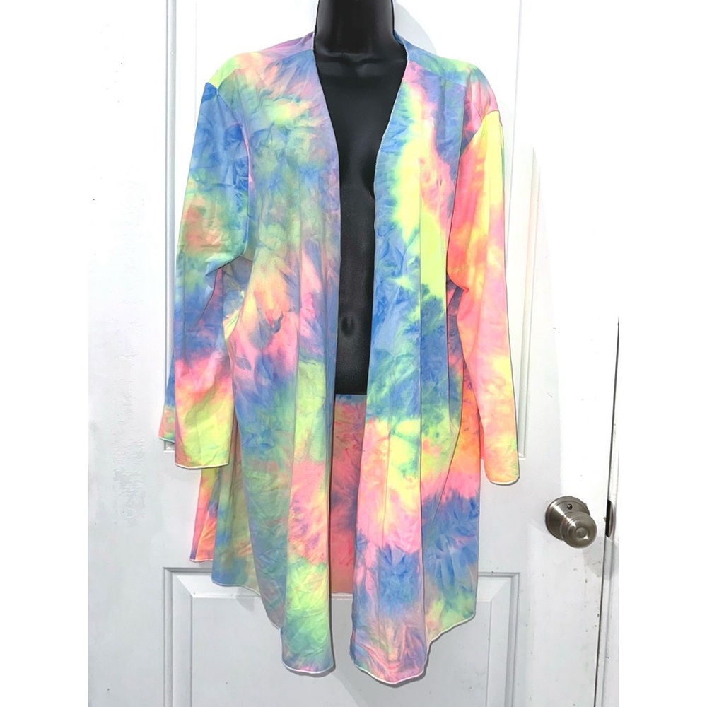 Boutique Bright Neon Tie Dye shawl size Large